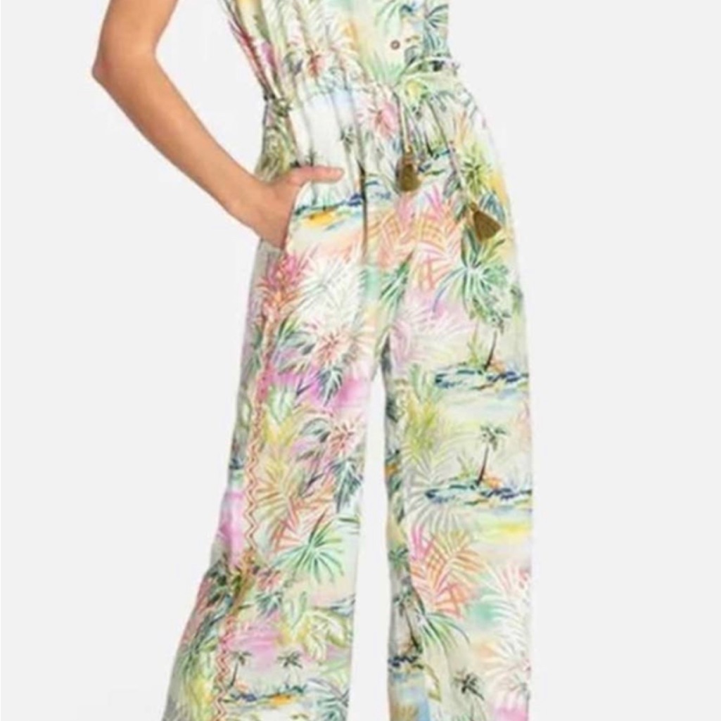 Johnny Was Linen Drawstring Jumpsuit Nwt Xs/S